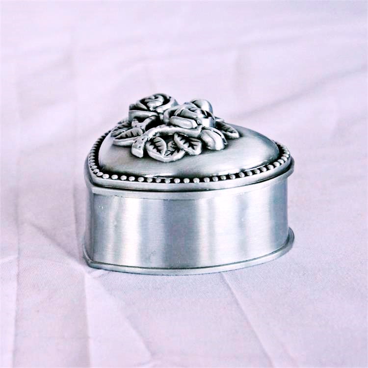 小物入れ HLT Jacquard Jewelry Case silver Jeweled Jewelry Box - Pewter Alloy for Wedding Decor