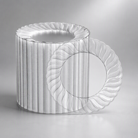 Assiettes de présentation de luxe en PS sans BPA, bord festonné, aspect argenté, doré et acrylique transparent pour la décoration de table de mariage, de Noël et de banquet
