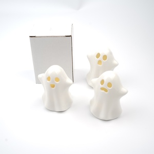 Wholesale High Quality White Ceramic Porcelain Classic Cute Die-Cut LED Ghost Figurine for Halloween & <b>Easter</b> Holiday Gifts - Product Image 2