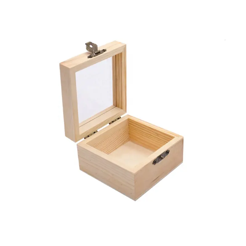 선물 보석 저장 및 전시 상자를 위한 투명한 유리제 뚜껑을 가진 작은 정연한 나무로 되는 비누 상자
