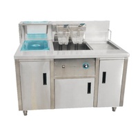VNTKITCHEN VNT-L158 Friteuse Combinée Électrique Professionnelle sur Pieds en Acier Inoxydable à 4 Roues, Contrôle Numérique, 9KW