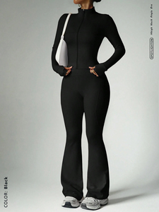 <span class=keywords><strong>Conjunto</strong></span> Deportivo de 2 Piezas para <span class=keywords><strong>Mujer</strong></span>, Chaqueta con Cierre Completo y Pantalones Acampanados, Diseño Y2K, Logotipo Personalizado, Ropa Deportiva de Invierno para <span class=keywords><strong>Gimnasio</strong></span> - Product Image 4