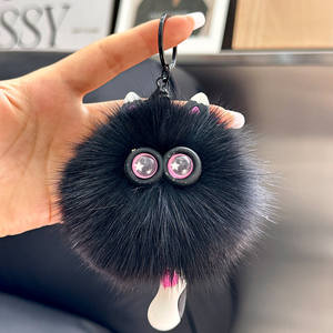 Lindo Llavero de Gato Blanco, Muñeco de Peluche con Mejillas Rosadas y Ojos Morados, Colgante Adorable para Mochila, Accesorios para Bolsos de Mujer - Product Image 3