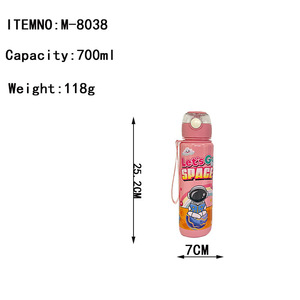 Wholesale 700ml Kids Cartoon Astronaut Spaceman <strong>Straw</strong> <strong>Drinking</strong> Cup with Lid and Rope Unisex School Home Plastic Water <strong>Bottle</strong> - Product Image 6