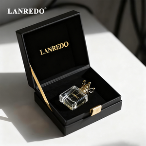 Sang trọng nghệ nhân sang trọng nước hoa nhung đen hộp quà tặng vuông chai vàng vương miện nắp lá Matt Cán dập nổi mỹ phẩm - Product Image 3