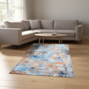 Tapis Abstrait Rectangulaire 8x10 Moderne Lavable Antidérapant à Poils Courts en Laine et Soie Noué à la Main pour Salon, Chambre, Cuisine, Salle à Manger - Product Image 2