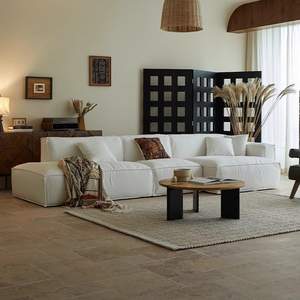 Cojines Modulares de Mezcla de Lino y Plumón con Fundas Totalmente Lavables, Color Avena Cálido, Estilo Minimalista Orgánico para Sala de Estar 2026 - Product Image 1