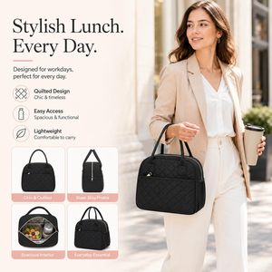 Borsa Termica Pieghevole da Donna in Poliestere da 9,4L Impermeabile <span class=keywords><strong>con</strong></span> Chiusura a Cerniera per Conservazione Alimenti, Lavoro, Scuola, Viaggi e Picnic - Product Image 6