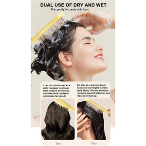Hot Sale ABS Long Handle Silicone Head <b>Shampoo</b> Cleaning Brush Hair Growth Detangling Massage Scalp Comb Tool for Dry Wet Use - Product Image 3