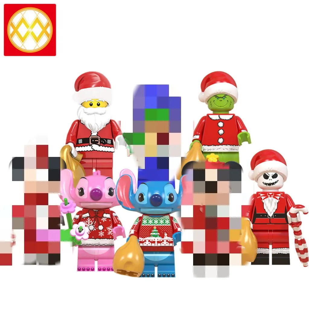 WM853 WM854 Cartoon Mouse Merry Christmas Mini Figures Educational Building Blocks Action Model Bricks Gift Toys For Children