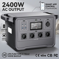 Générateur portable hors réseau 1000W 2400W 3000W avec batterie LiFePO4, application intelligente, station de charge solaire, UPS, alimentation de secours domestique
