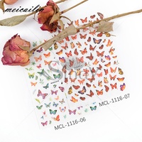 Autocollants pour ongles en aquarelle, motifs papillons, fleurs et lettres, multi-styles, autocollants adhésifs pour ongles, pour salon de manucure, ongles à presser