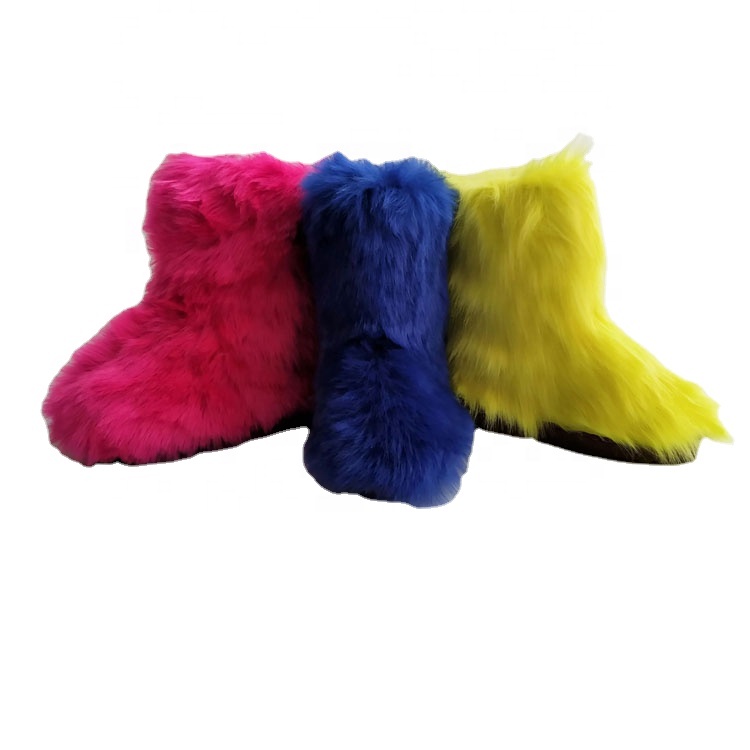 Немецкие зимние роскошные пушистые длинные пушистые женские зимние теплые сапоги из искусственного меха