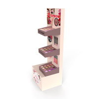 Estantes de cartón plegables para suelo de tienda personalizada, estante de tienda de maquillaje, soporte de exhibición de cosméticos para tiendas de cosméticos
