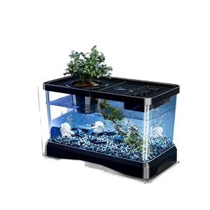 Kleine Luxe Eco Tank Transparant Goudvis <span class=keywords><strong>Aquarium</strong></span> Aluminium Deksel Injectie Pp Opslag Bak Voor Thuis Woonkamer Desktop CX-0012 - Product Image 1