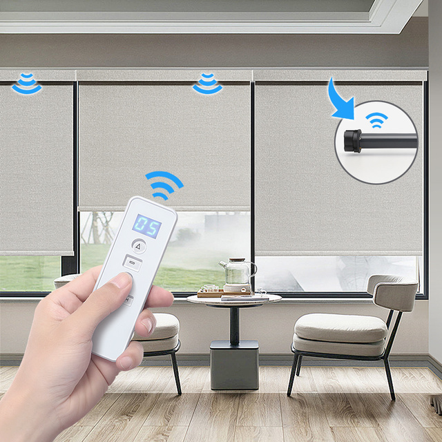 Sunscreen Remote Custom Automatic Wifi Solar Window Dual Shades Blackout Curtain Electric Motorized Roller Blinds