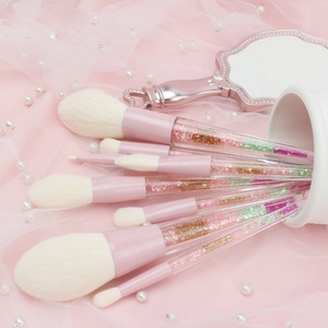 Mixcos PB0811-15 Pinceau à poudre en forme de dôme en cristal bleu sarcelle <span class=keywords><strong>et</strong></span> rose avec manche pailleté <span class=keywords><strong>et</strong></span> <span class=keywords><strong>strass</strong></span>, ensemble de 8 pièces - Product Image 3