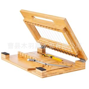Cortador de jabón de madera de bambú hecho a mano para uso doméstico con perillas metálicas y alambre ajustable - Product Image 2