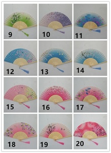 Abanicos de mano de bambú de seda para fiesta de boda de baile plegable de alta calidad chinos - Product Image 5