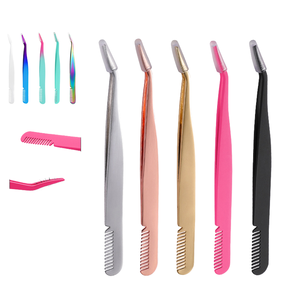 Pinza para Pestañas de Acero Inoxidable con Logotipo Personalizado, Aplicador de Pestañas Color Oro Rosa con Peine - Product Image 3