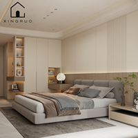 Armoire de chambre autoportante Xingruo au design européen moderne, portes à cadre Shaker, en bois durable, rangement pleine hauteur