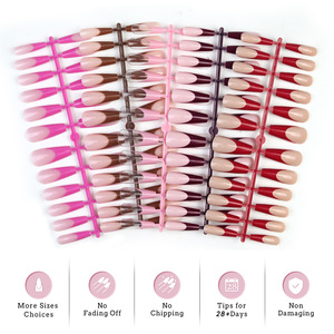 Fornitura Diretta dalla Fabbrica: Punte per Unghie Finte a Coffin Lungo Effetto Ombre Francese, 10 Colori, Confezione a Strisce, per Manicure Professionale - Product Image 3
