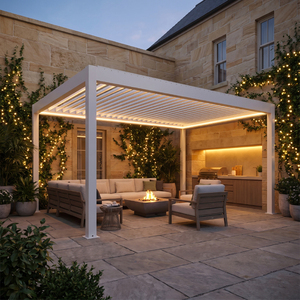 <span class=keywords><strong>Pergola</strong></span> extérieure en aluminium, toit à lames orientables, drainage imperméable, terrasse, jardin, restaurant, sur mesure - Product Image 1