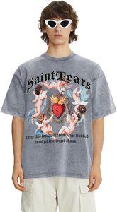 Camiseta de Verano para Hombre, Estilo Hip Hop, Oversize, Tejida, Transpirable, Antiarrugas, con Estampado Completo de Letras, Cuello Redondo, Alto Contenido de Algodón, Estilo Rapper - Product Image 6