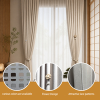 Rideaux Modern Wave à Plis Français en Chenille avec Ruban et Boule Florale, Occultants et Imperméables, pour Décoration de Ferme, Cottage, Salon et Chambre