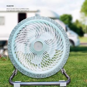 พัดลมตั้งพื้นแบบพกพา ใช้พลังงานแสงอาทิตย์ ชาร์จไฟได้ พร้อมไฟ LED สีขาวเย็น เหมาะสำหรับการตั้งแคมป์ - Product Image 1