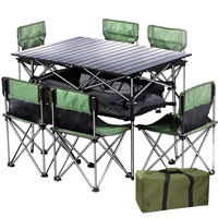 Table de pique-nique pliante légère en acier, style ferme, avec tissu Oxford, pour usage extérieur - Barbecue, camping, design rustique champêtre, villa