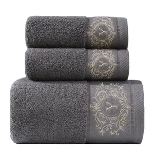 Conjunto de toalhas de banho 100% algodão egípcio para banheiro de luxo grosso e fofo de 3 pacotes