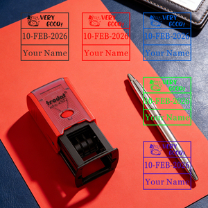 Timbro Autoinchiostrante Personalizzabile in Plastica 43132 con Data e Testo Regolabili (<span class=keywords><strong>Anno</strong></span> Mese Giorno) con Stampa Multicolore per Ufficio/Scuola - Product Image 4
