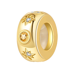 Hot-selling white <b>copper</b> star and moon isolation beads, niche high-end DIY <b>bracelets</b>, jewelry pendants, women's styles - Product Image 1