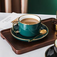 8 tasses à café pour thé, ensemble de 3 pièces de 250ml, tasse à café en céramique plaquée or