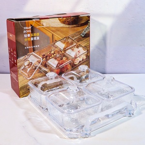Factory Box Verpackung Glas Nussglas Haushalt <span class=keywords><strong>Candy</strong></span> Bowl <span class=keywords><strong>Set</strong></span> mit Tablett Klarglas Lagerung Snack platte - Product Image 6