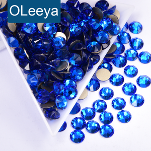 Strass en verre à dos plat Oleeya en gros, couleurs variées, non thermocollants, à coller, cristaux en vrac pour nail art 3D et vêtements - Product Image 1