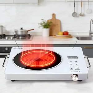 Table de cuisson électrique portable en céramique, compatible avec toutes les casseroles, cuisinière infrarouge à contrôle précis, pour fondue, barbecue, cuisine de fête, appareil électroménager - Product Image 1