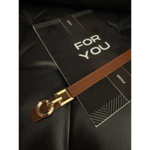 Cinturón de Cuero Genuino Fiori para Mujer, Hebilla Rectangular Sólida de Piel de Vaca, Accesorio de Moda Duradero - Product Image 2