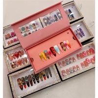 Lot de 10 faux ongles en gel peints à la main, magnifiques ongles acryliques de luxe faits à la main, à presser, de haute qualité