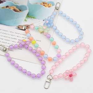 Nuova Moda Colorata Fatta a Mano Carina Universale Fai da Te Ciondolo a Catena con Fiore e Perline Colorate, Cinturino Portachiavi, Ornamento, Ciondoli - Product Image 1