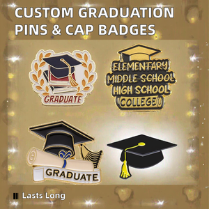 Épingles de graduation personnalisées en métal pour étudiants, badges de chapeau de doctorat sur mesure, thème animal/fée, souvenir pour la saison des diplômes - Product Image 2