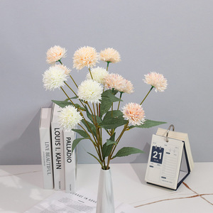 Flores Artificiales de Seda, Crisantemo de 4 Cabezas, Bola de Diente de León, Decoración para el Hogar, Bodas, San Valentín, Estilo Moderno Hecho a Mano - Product Image 2