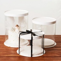 Groothandel 4/6/8/10/12 inch ronde transparante plastic taartdoos met handvat en inlay voor cupcakes, mini-taarten en gebak, cadeaudoosjes