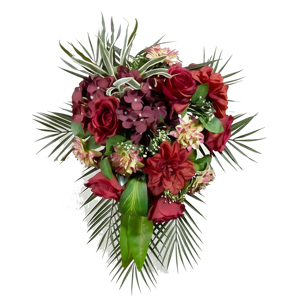 <b>Artificial</b> Burgundy Rose <b>Bouquet</b> Decorative Floral Arrangement with Mixed Flowers and Green Foliage Home Decor Wreaths and Swags - Product Image 2