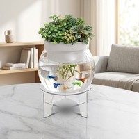 Mini aquarium de bureau KAJI Creative Lazy Person, vase à fleurs hydroponique en plastique transparent avec base pour Pothos et plantes vertes