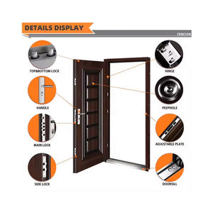 SOFU Modernes Design Stahl-Außentür mit Sicherheits-Spion, Fertig Oberflächenbehandelt, Großhandelspreis, Neuestes Wohnbereich-Flügeltürmodell - Product Image 2