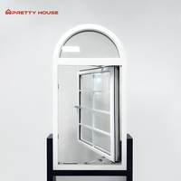 Ventanas Arqueadas Personalizadas Prettyhouse NFRC, Ventanas de Vidrio de Aluminio con Doble Acristalamiento, Insonorizadas, en Blanco y Negro, con Diseño de Rejilla