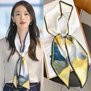 Sciarpa Lunga in Seta Stile Coreano Nuova Collezione 2026, Elegante Stampa Decorativa Estiva, Sciarpa da Collo per Donna, Vendita all'Ingrosso dalla Fabbrica - Product Image 3