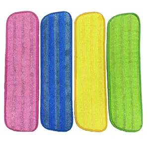 彩色条纹Asborbent超细纤维扭曲扁平拖把布更换粘贴拖把头可重复使用的超细纤维拖把垫